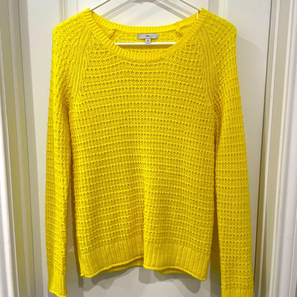 Cable knit bright yellow sweater